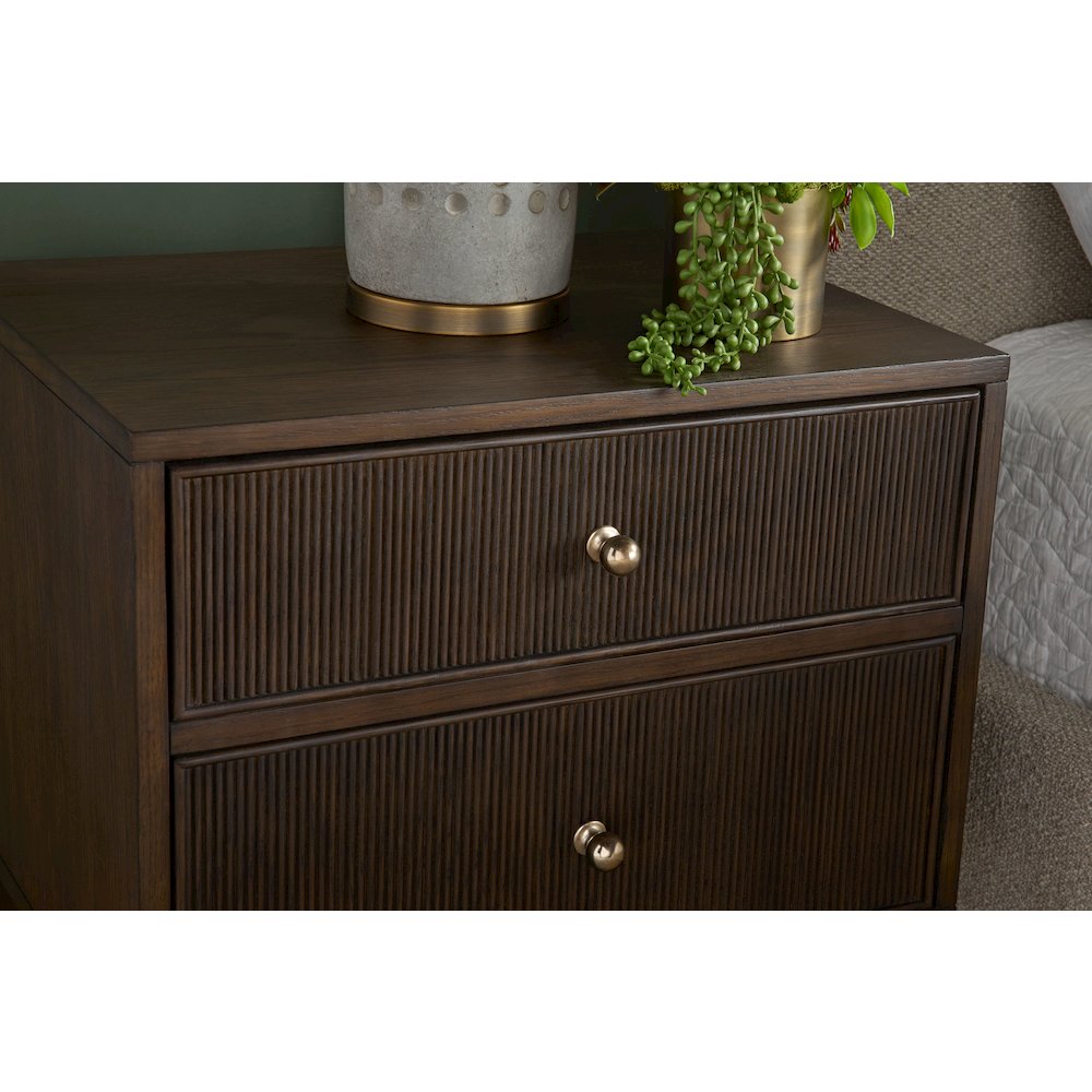Bronze Bay Transitional Highland 2-Drawer Nightstand. Picture 7