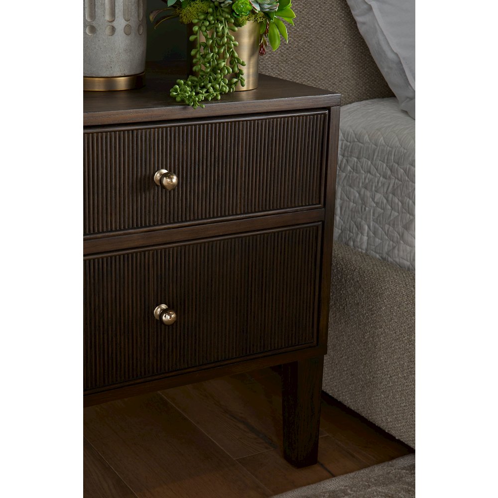 Bronze Bay Transitional Highland 2-Drawer Nightstand. Picture 8