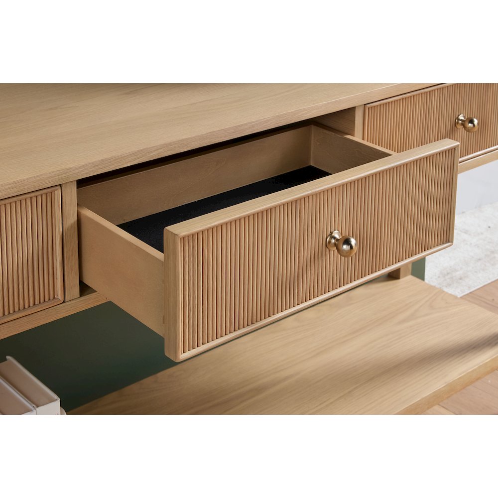 Bronze Bay Transitional Highland 3-Drawer Console Table. Picture 10