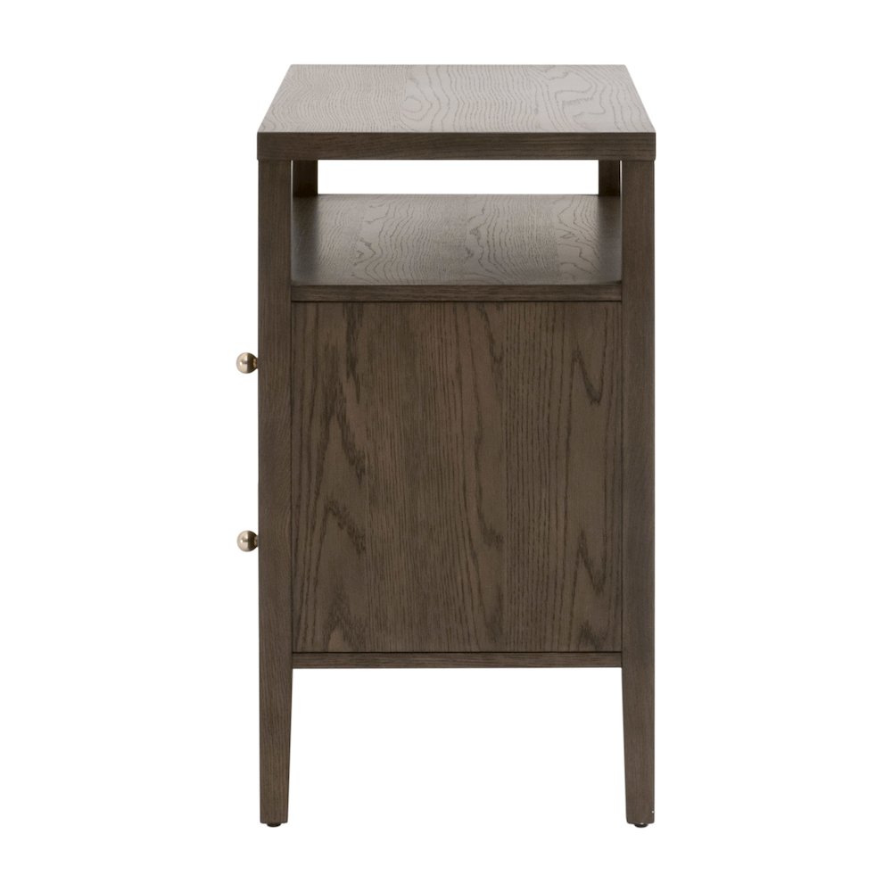 Bronze Bay Transitional Highland Open Shelf 2-Drawer Nightstand. Picture 5