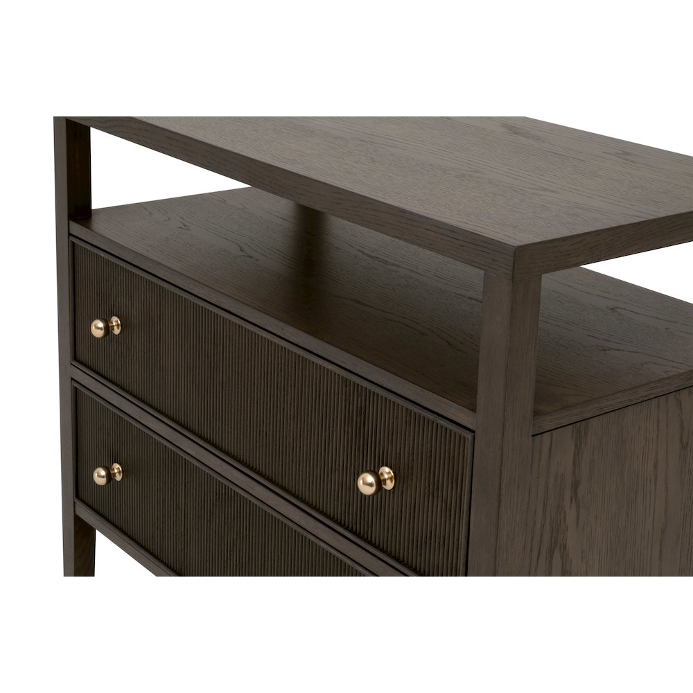Bronze Bay Transitional Highland Open Shelf 2-Drawer Nightstand. Picture 6