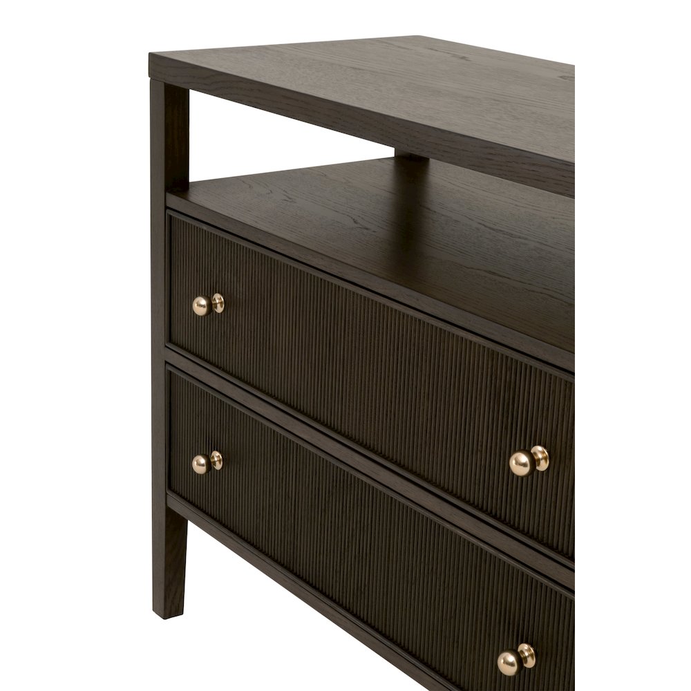 Bronze Bay Transitional Highland Open Shelf 2-Drawer Nightstand. Picture 10
