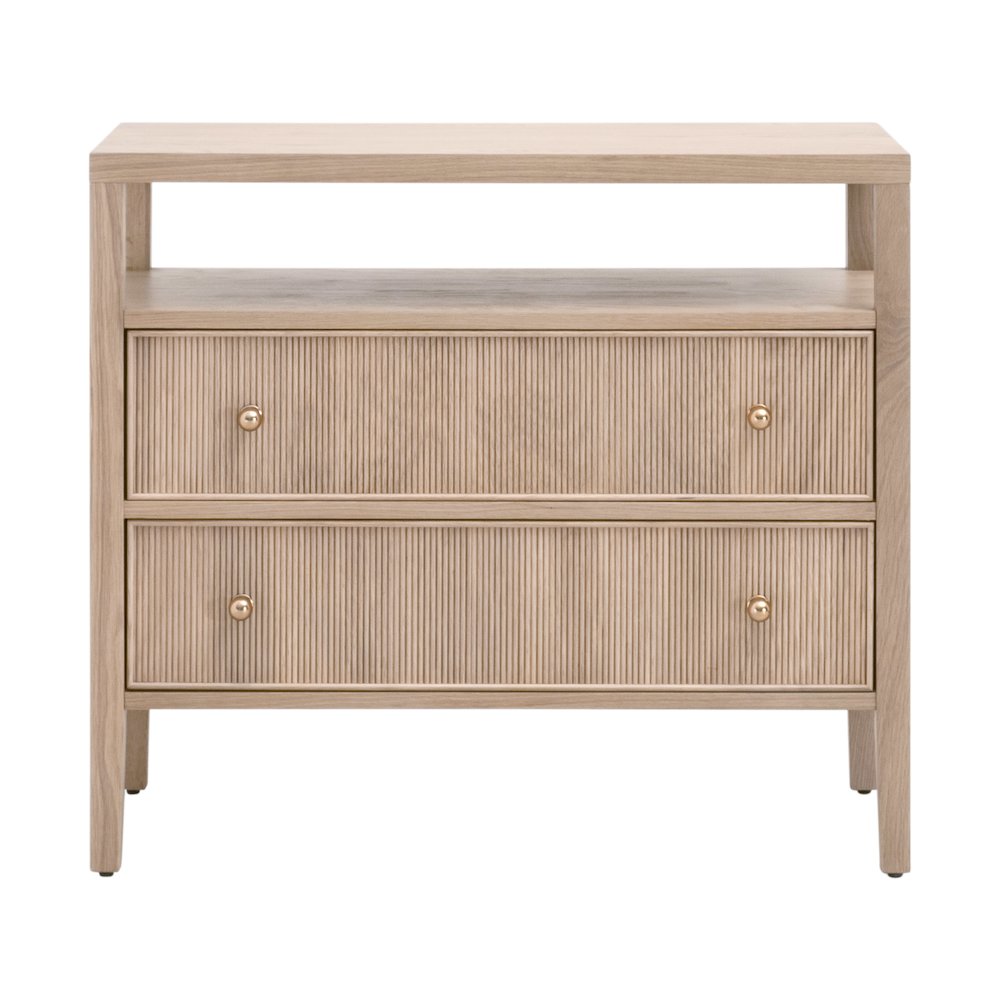 Bronze Bay Transitional Highland Open Shelf 2-Drawer Nightstand. Picture 1