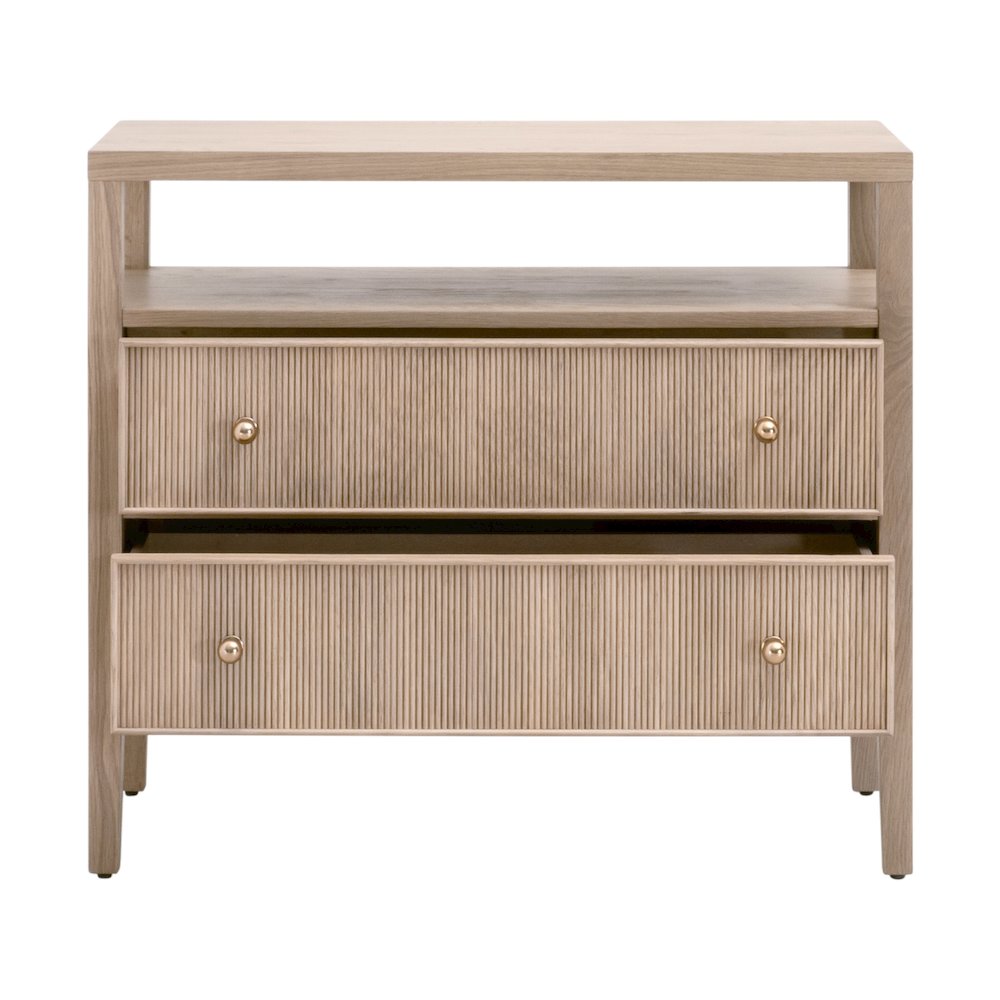 Bronze Bay Transitional Highland Open Shelf 2-Drawer Nightstand. Picture 2