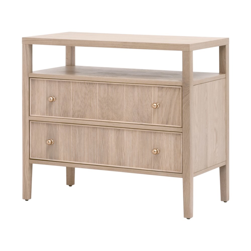 Bronze Bay Transitional Highland Open Shelf 2-Drawer Nightstand. Picture 3