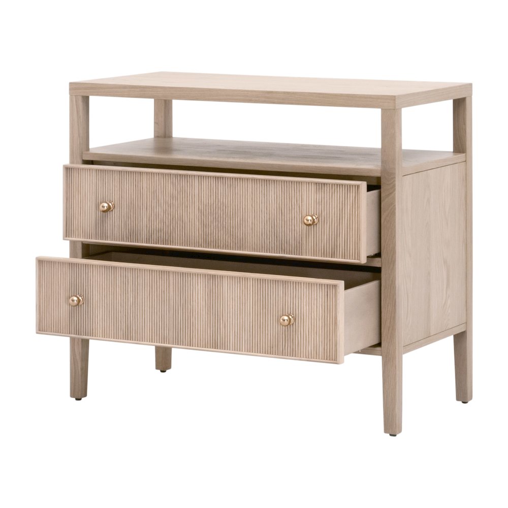 Bronze Bay Transitional Highland Open Shelf 2-Drawer Nightstand. Picture 4