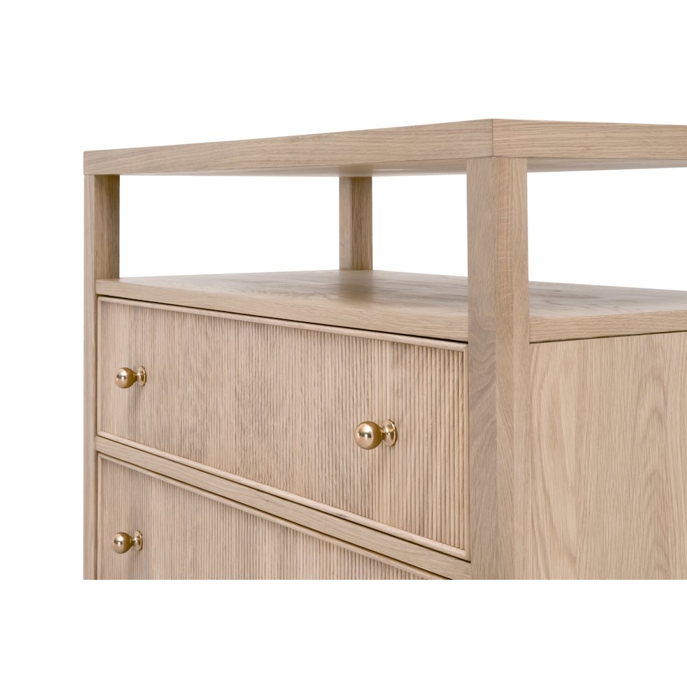 Bronze Bay Transitional Highland Open Shelf 2-Drawer Nightstand. Picture 6