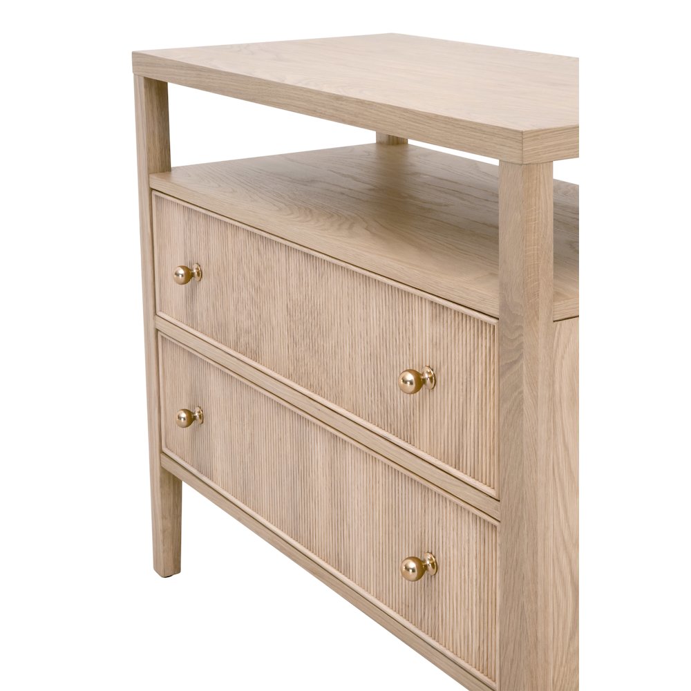 Bronze Bay Transitional Highland Open Shelf 2-Drawer Nightstand. Picture 8