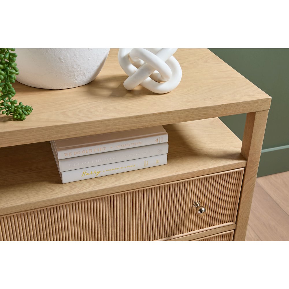 Bronze Bay Transitional Highland Open Shelf 2-Drawer Nightstand. Picture 10