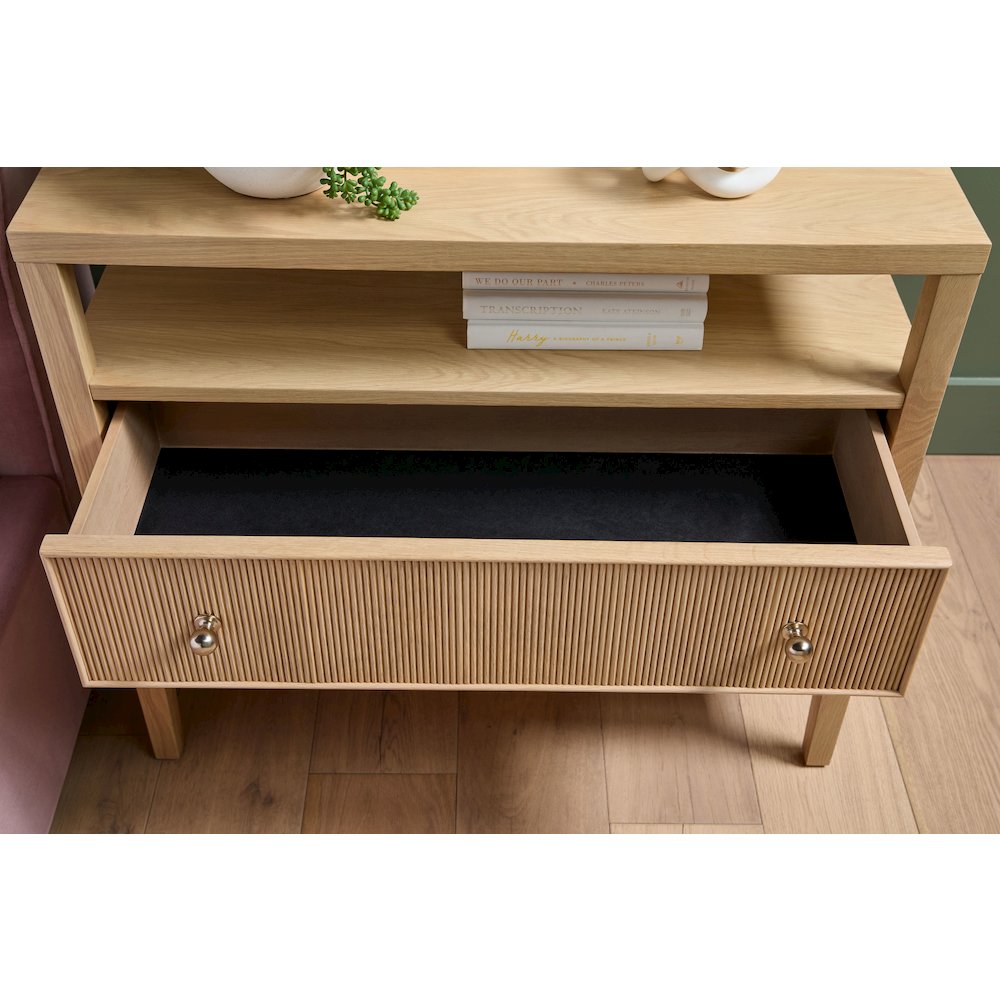 Bronze Bay Transitional Highland Open Shelf 2-Drawer Nightstand. Picture 11