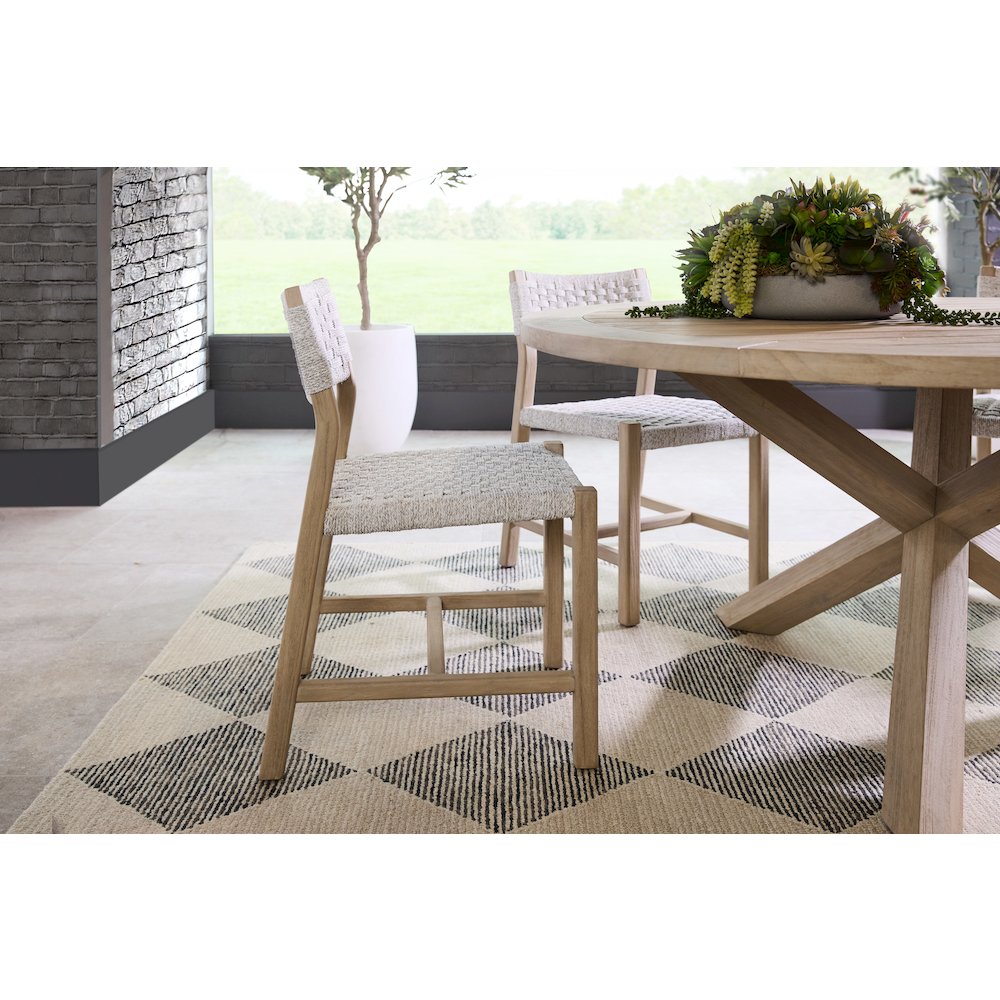 Woven - Outdoor  Transitional Kitts Indoor/Outdoor Dining Chair, Set of 2. Picture 14