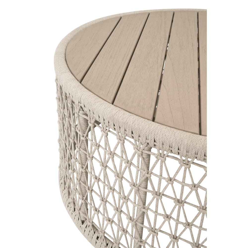 Woven - Outdoor  Transitional Knit Outdoor Round Coffee Table. Picture 3