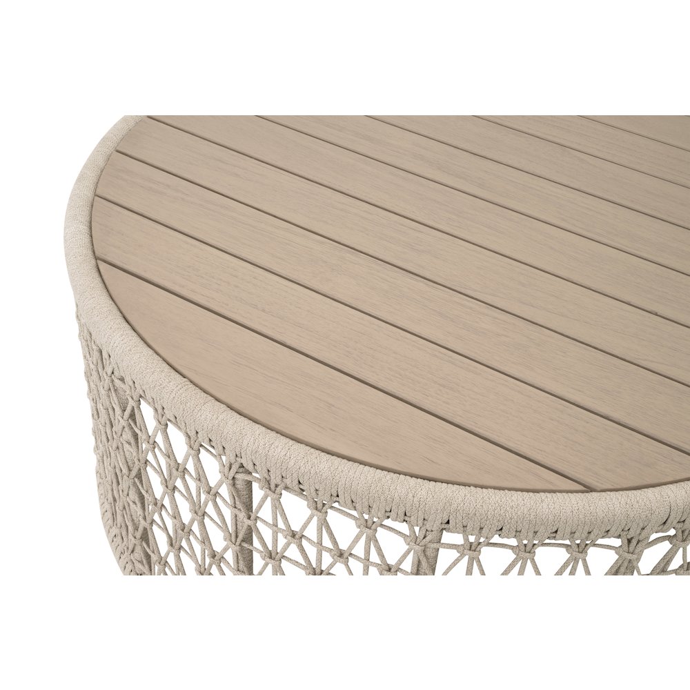 Woven - Outdoor  Transitional Knit Outdoor Round Coffee Table. Picture 4