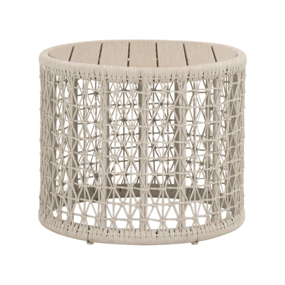 Woven - Outdoor  Transitional Knit Outdoor Round End Table. Picture 1