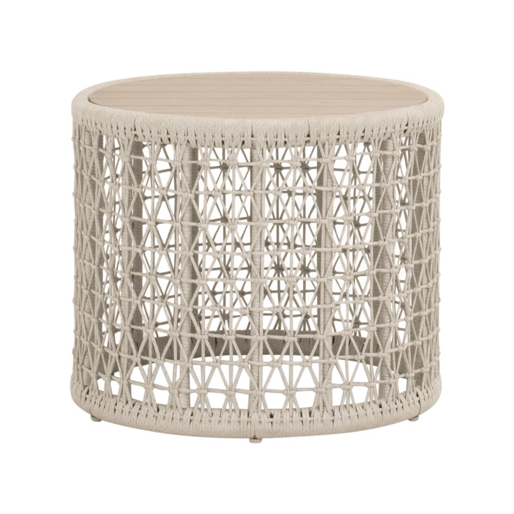 Woven - Outdoor  Transitional Knit Outdoor Round End Table. Picture 2