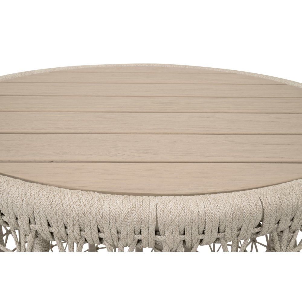 Woven - Outdoor  Transitional Knit Outdoor Round End Table. Picture 3