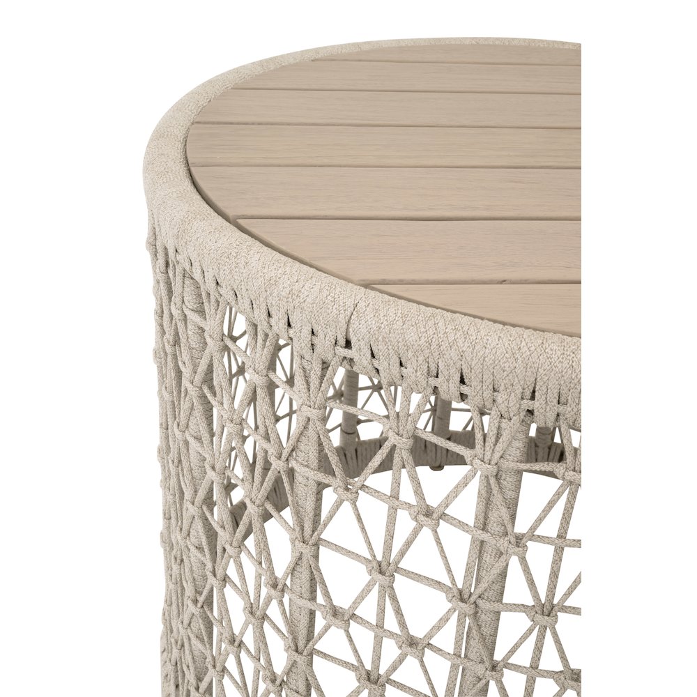 Woven - Outdoor  Transitional Knit Outdoor Round End Table. Picture 4