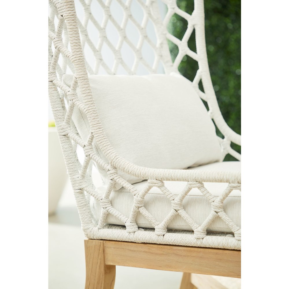 Woven - Outdoor  Transitional Lattis Outdoor Wing Chair. Picture 9