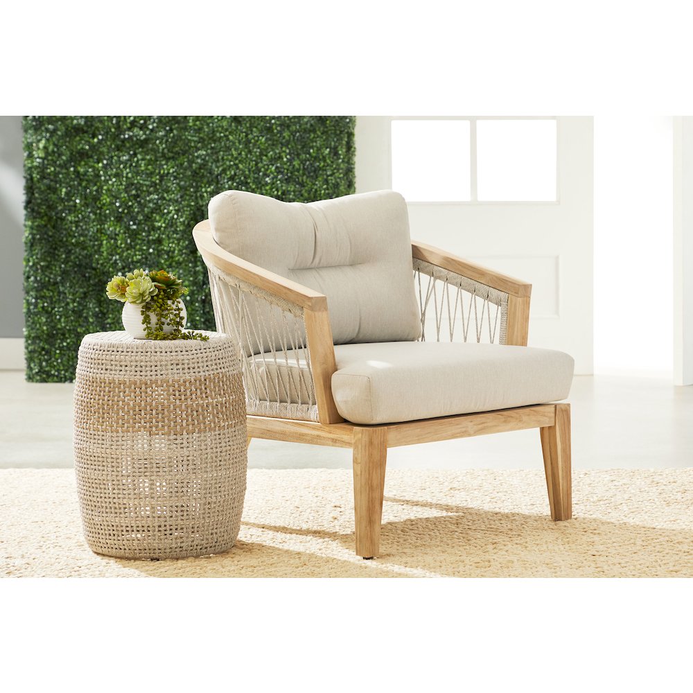 Woven Transitional Loom Accent Table. Picture 4