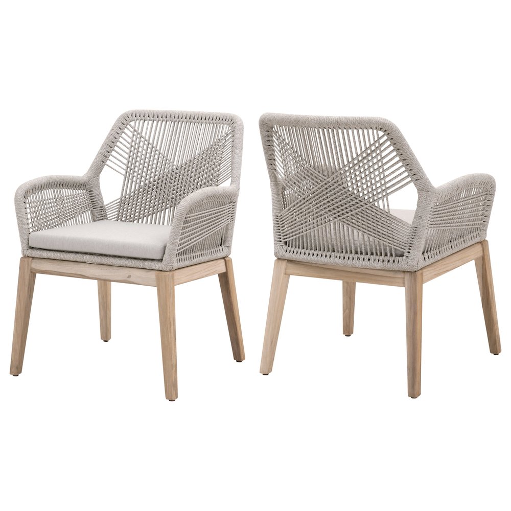 Woven - Outdoor  Transitional Loom Outdoor Arm Chair, Set of 2. Picture 8