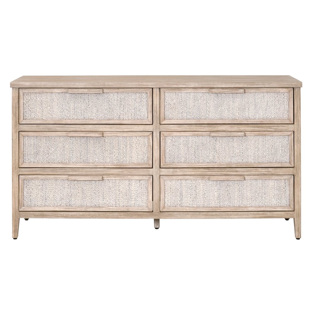 Woven Transitional Malay 6-Drawer Double Dresser. Picture 1