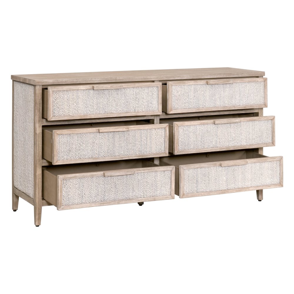 Woven Transitional Malay 6-Drawer Double Dresser. Picture 4