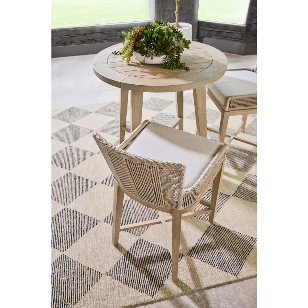 Woven - Outdoor  Transitional Overlay Outdoor Counter Stool. Picture 12