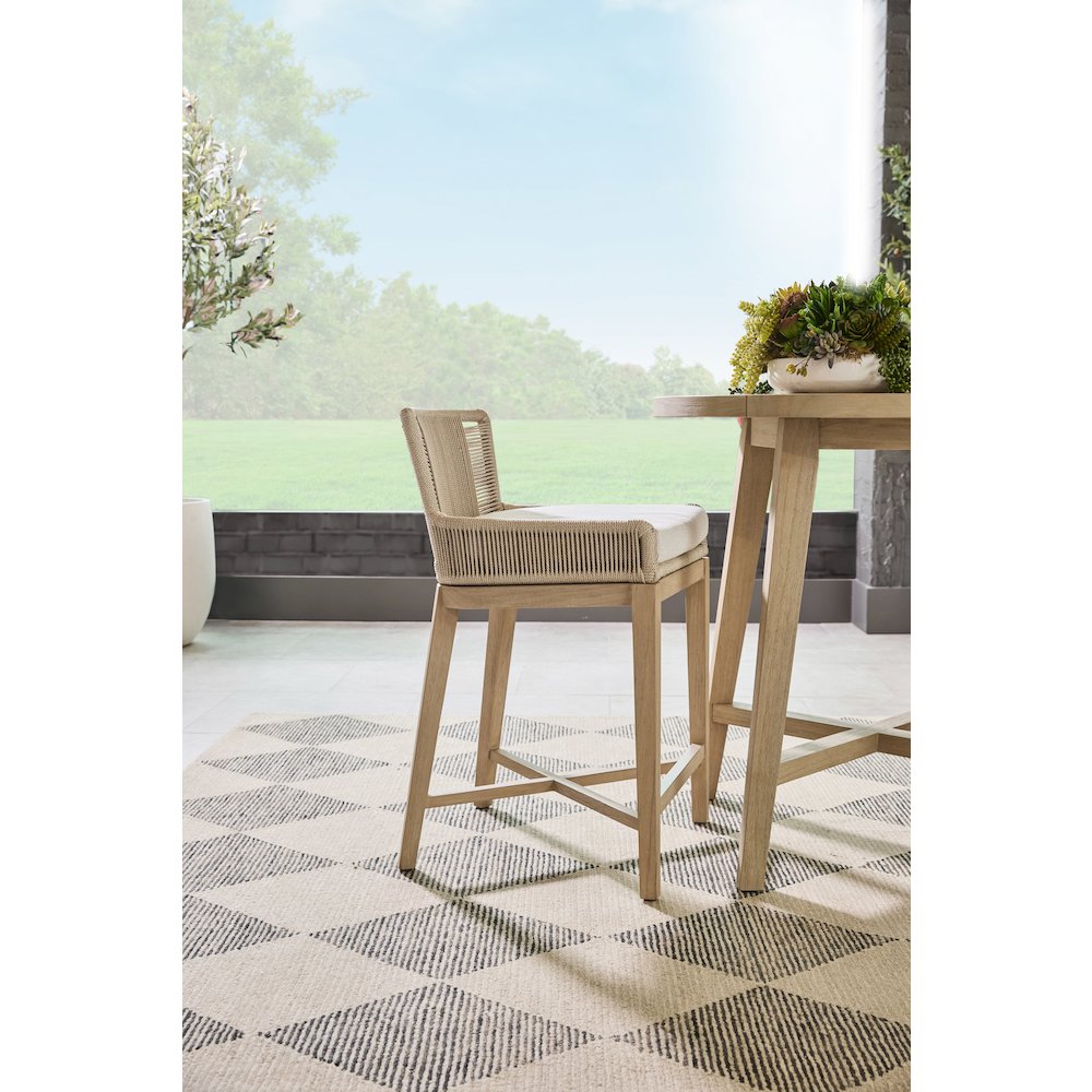 Woven - Outdoor  Transitional Overlay Outdoor Counter Stool. Picture 13