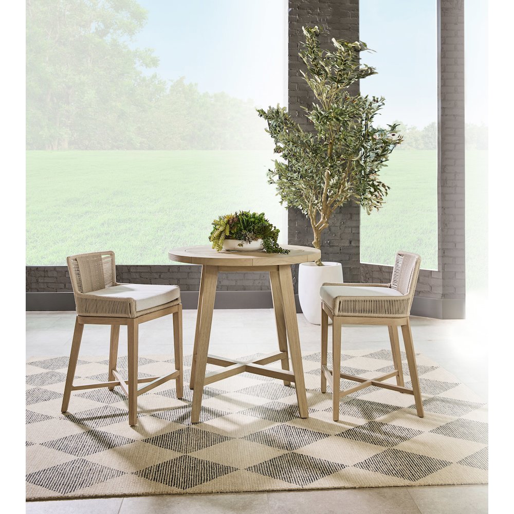 Woven - Outdoor  Transitional Overlay Outdoor Counter Stool. Picture 14