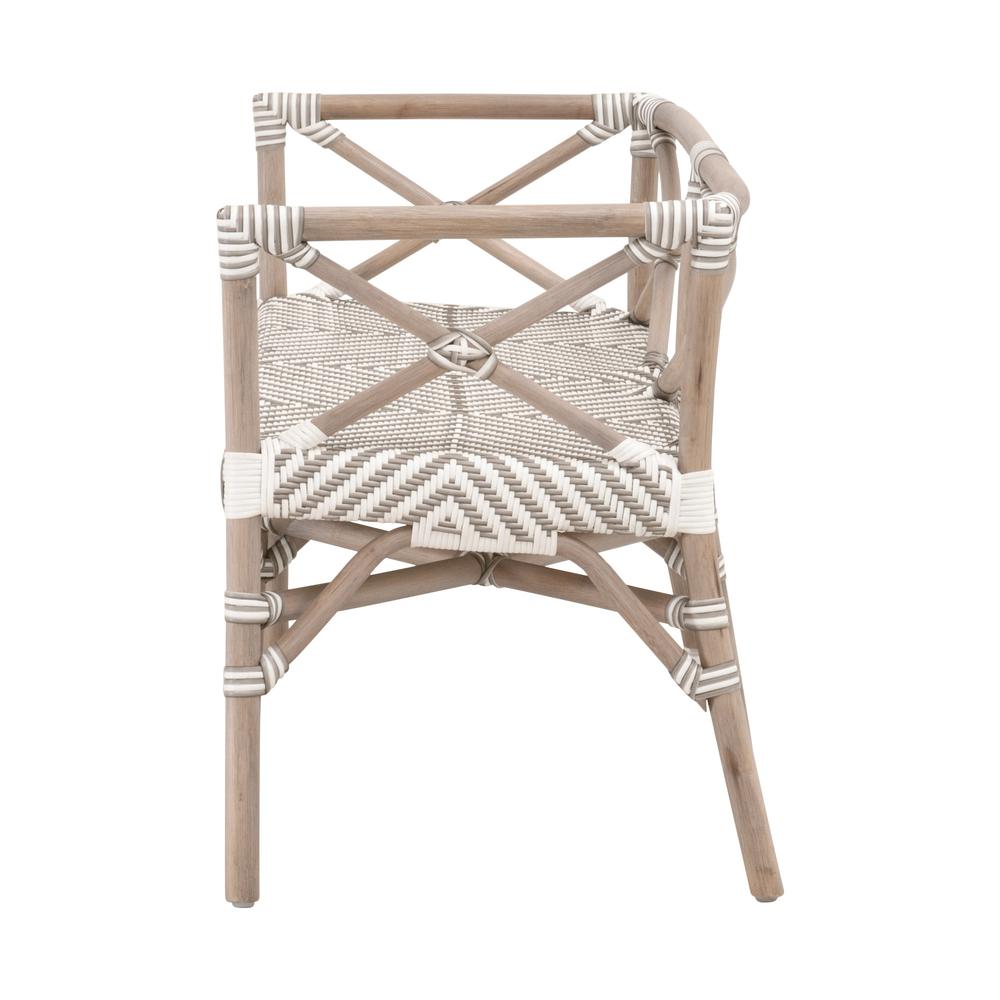 Palisades Bench, Stone & White Synthetic Binding, Matte Gray Rattan. Picture 3