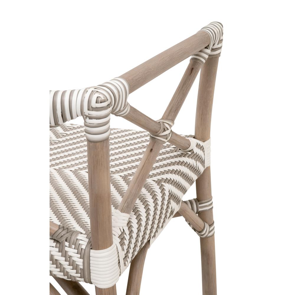 Palisades Bench, Stone & White Synthetic Binding, Matte Gray Rattan. Picture 6