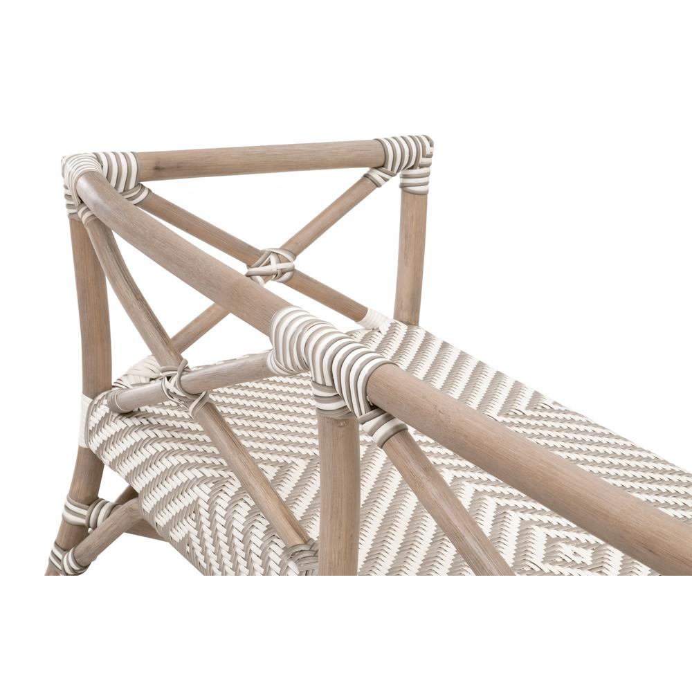 Palisades Bench, Stone & White Synthetic Binding, Matte Gray Rattan. Picture 7