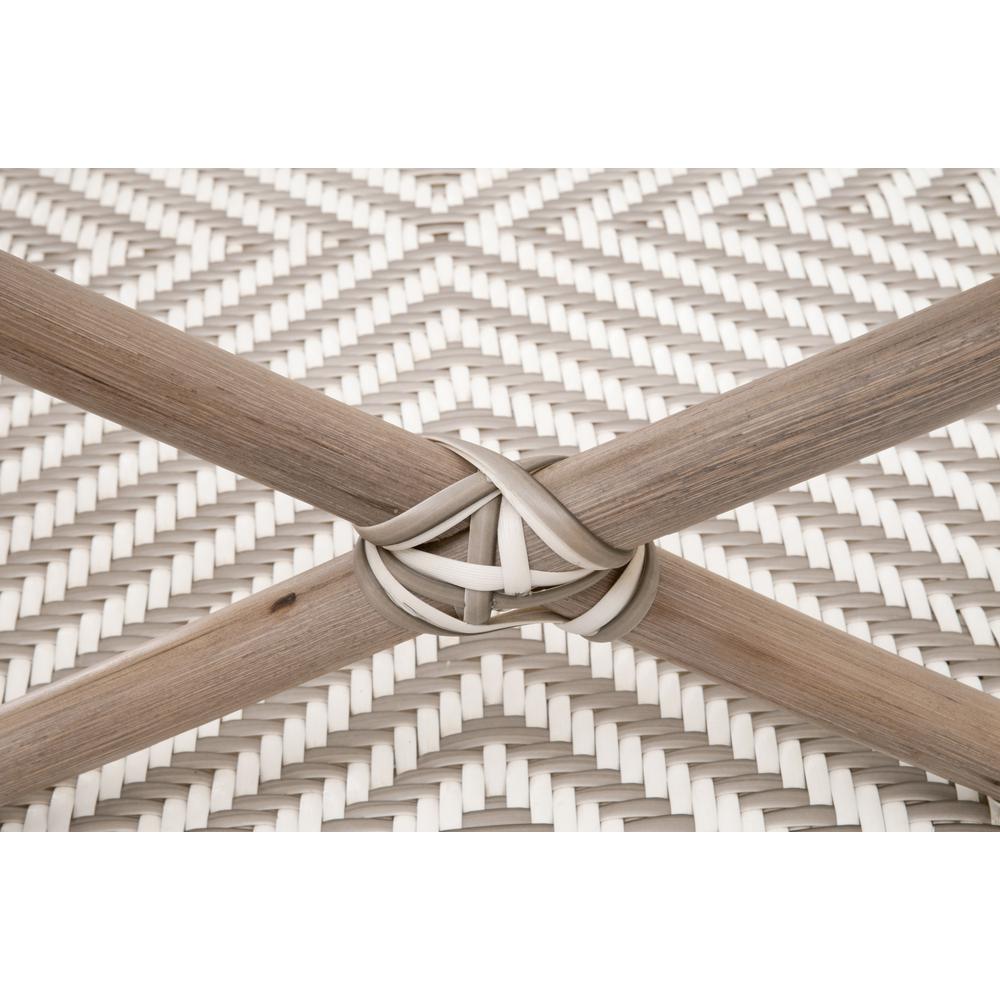 Palisades Bench, Stone & White Synthetic Binding, Matte Gray Rattan. Picture 8