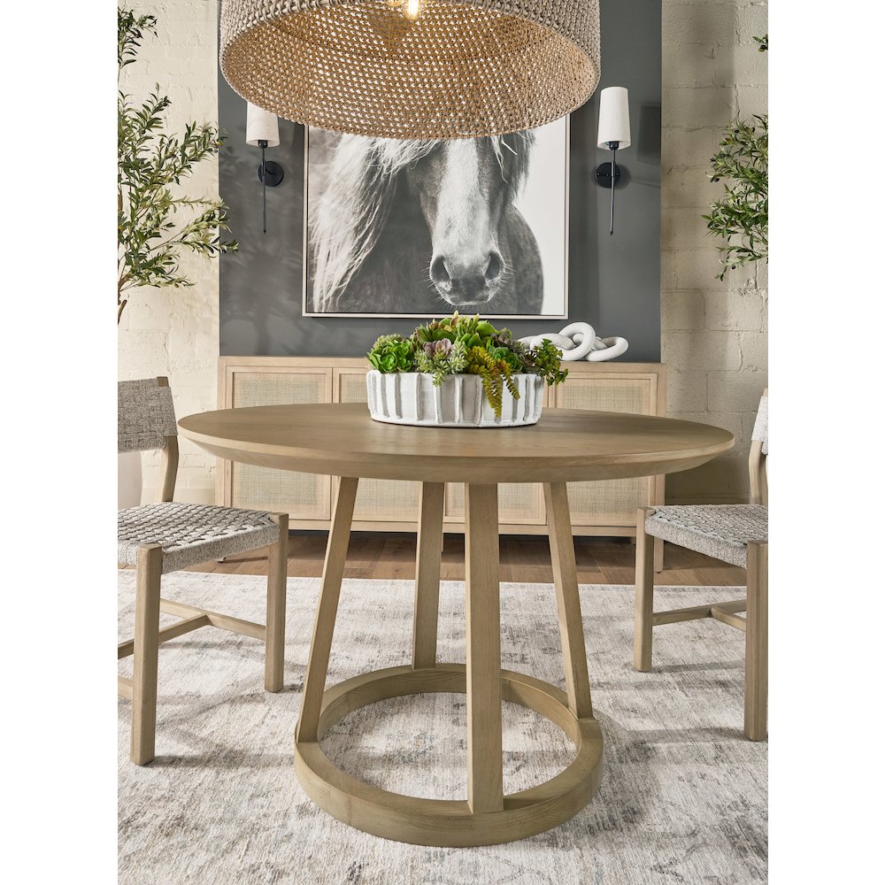 Bella Antique Transitional Reeves 48" Round Dining Table. Picture 8