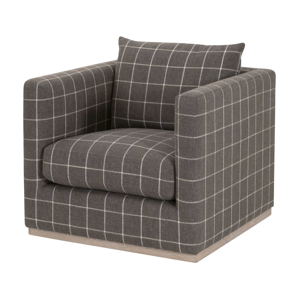 Stitch & Hand - Upholstery Transitional Siena Plinth Base Swivel Club Chair. Picture 2