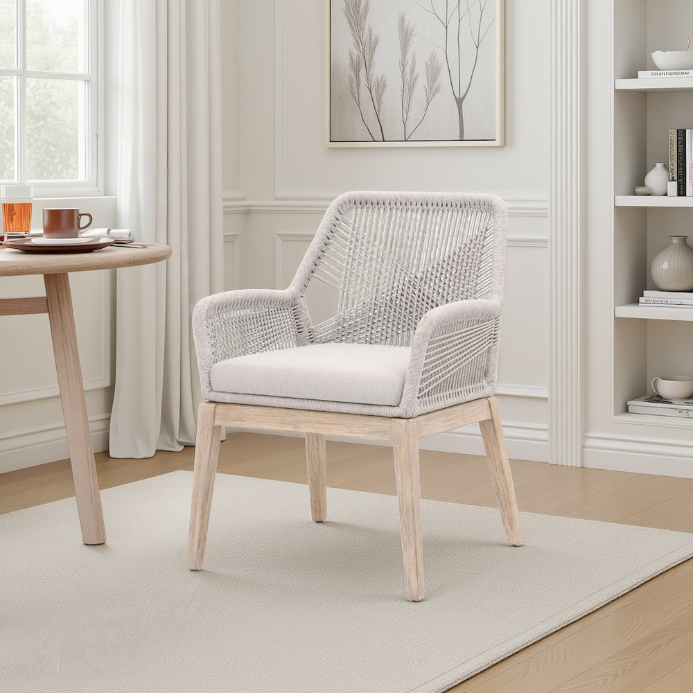 Gray Woven Armchair Set – Accent Chairs Set of 2 for Living Room Seating. Picture 2