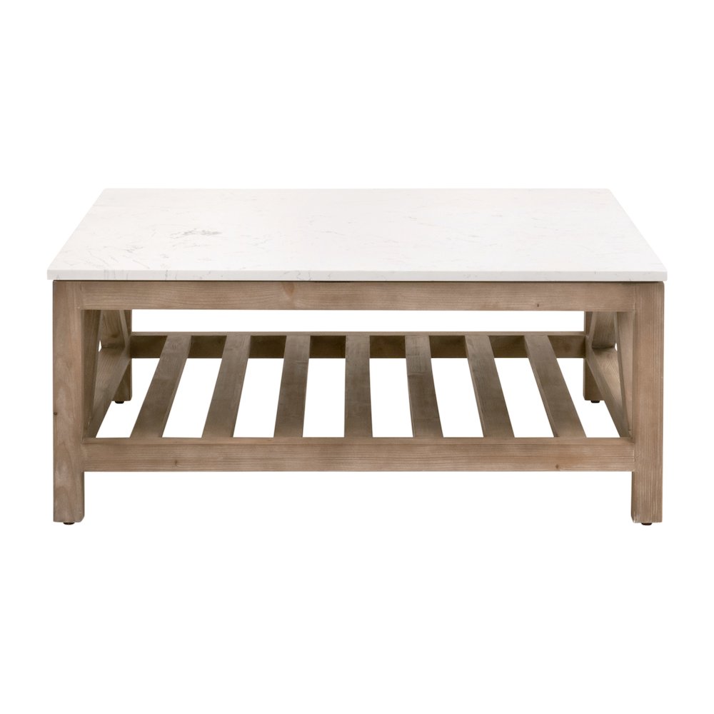Bella Antique Transitional Spruce Square Coffee Table. Picture 1