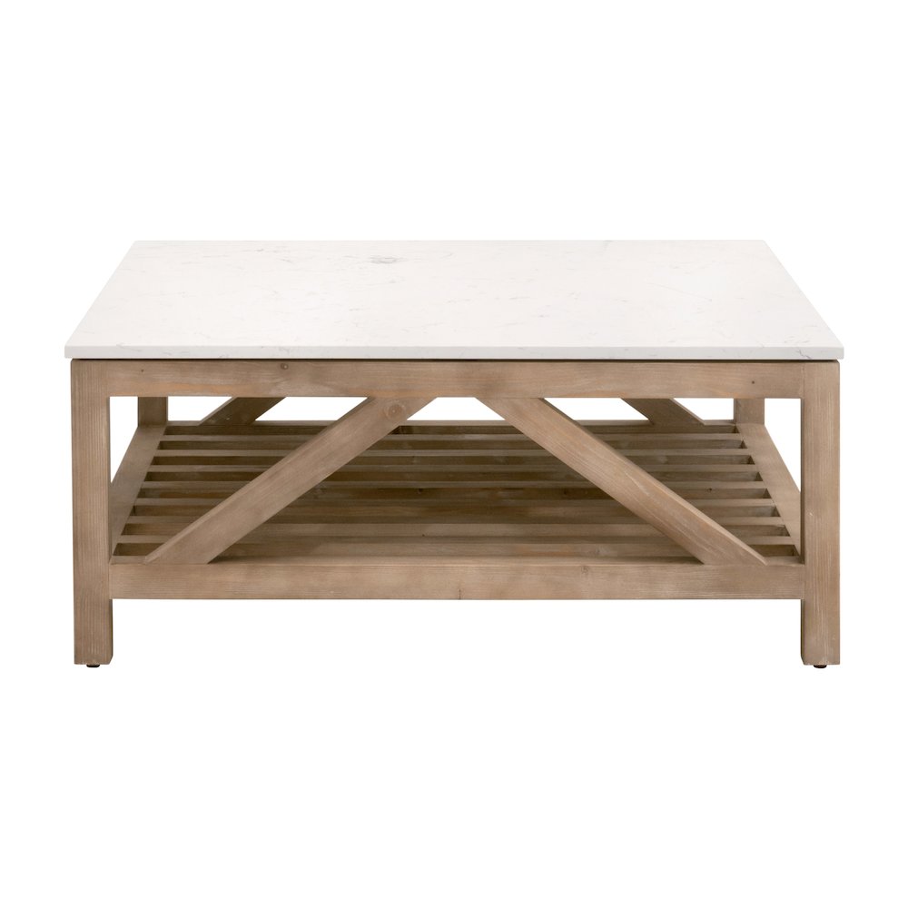 Bella Antique Transitional Spruce Square Coffee Table. Picture 2