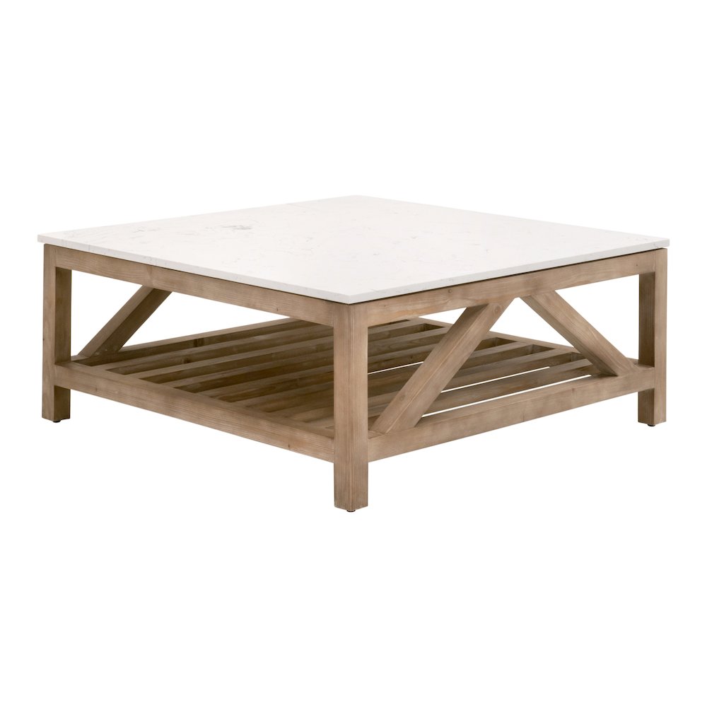Bella Antique Transitional Spruce Square Coffee Table. Picture 3