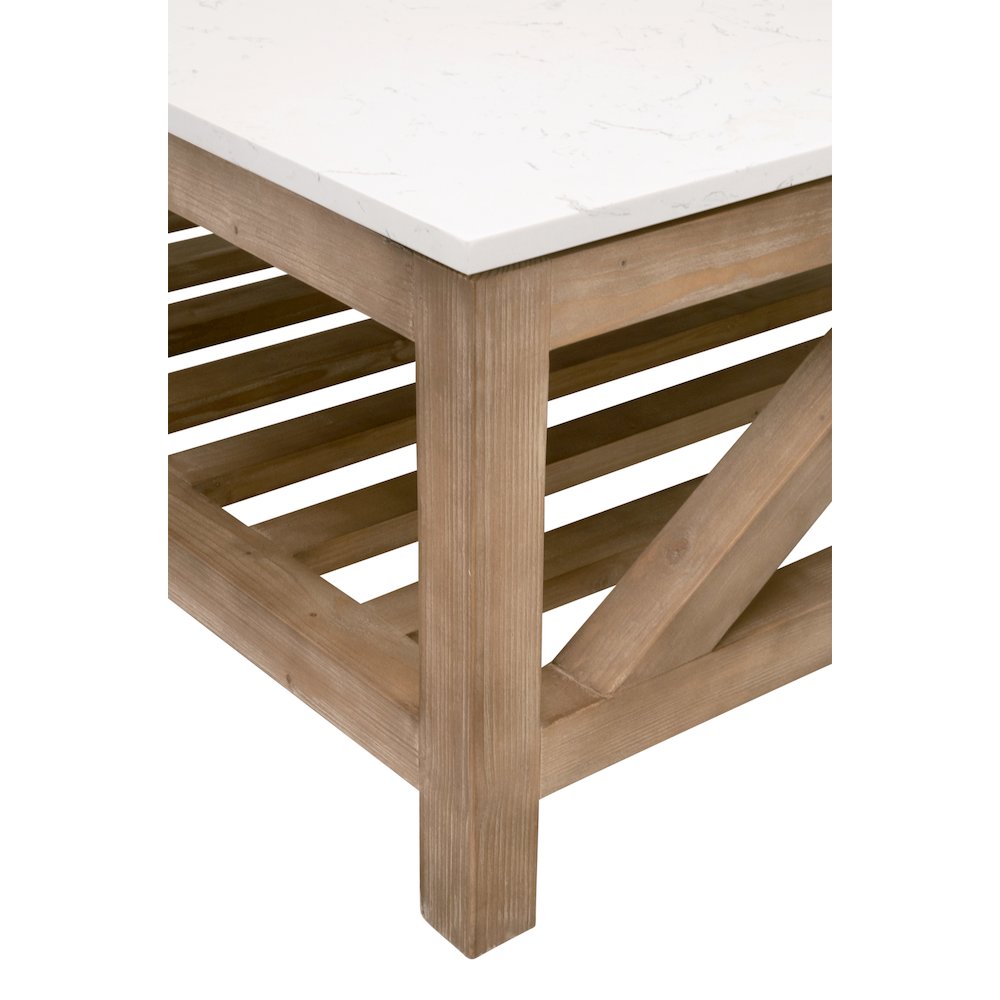 Bella Antique Transitional Spruce Square Coffee Table. Picture 5