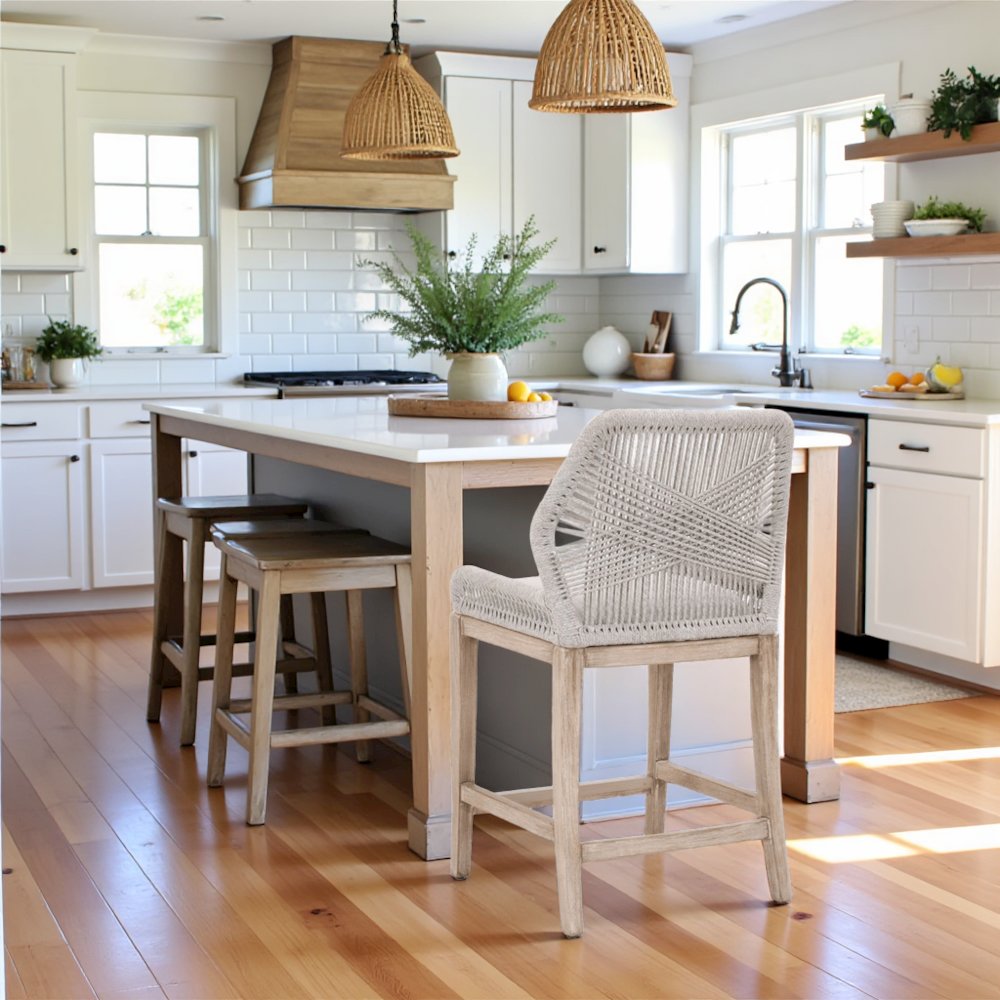 Gray Counter Stool with Mahogany Frame, Brown Bar Stool and Bar Chair Design. Picture 3