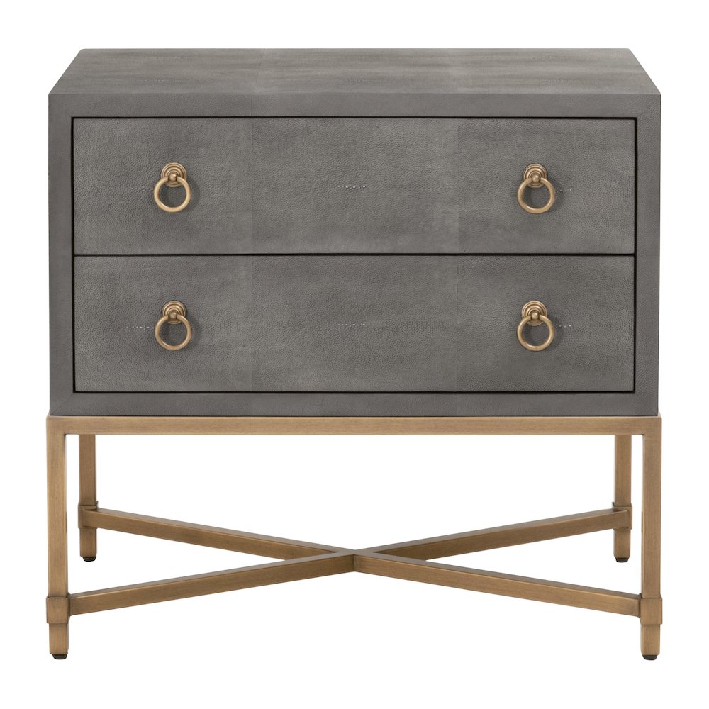 Traditions Transitional Strand Shagreen 2-Drawer Nightstand. Picture 1