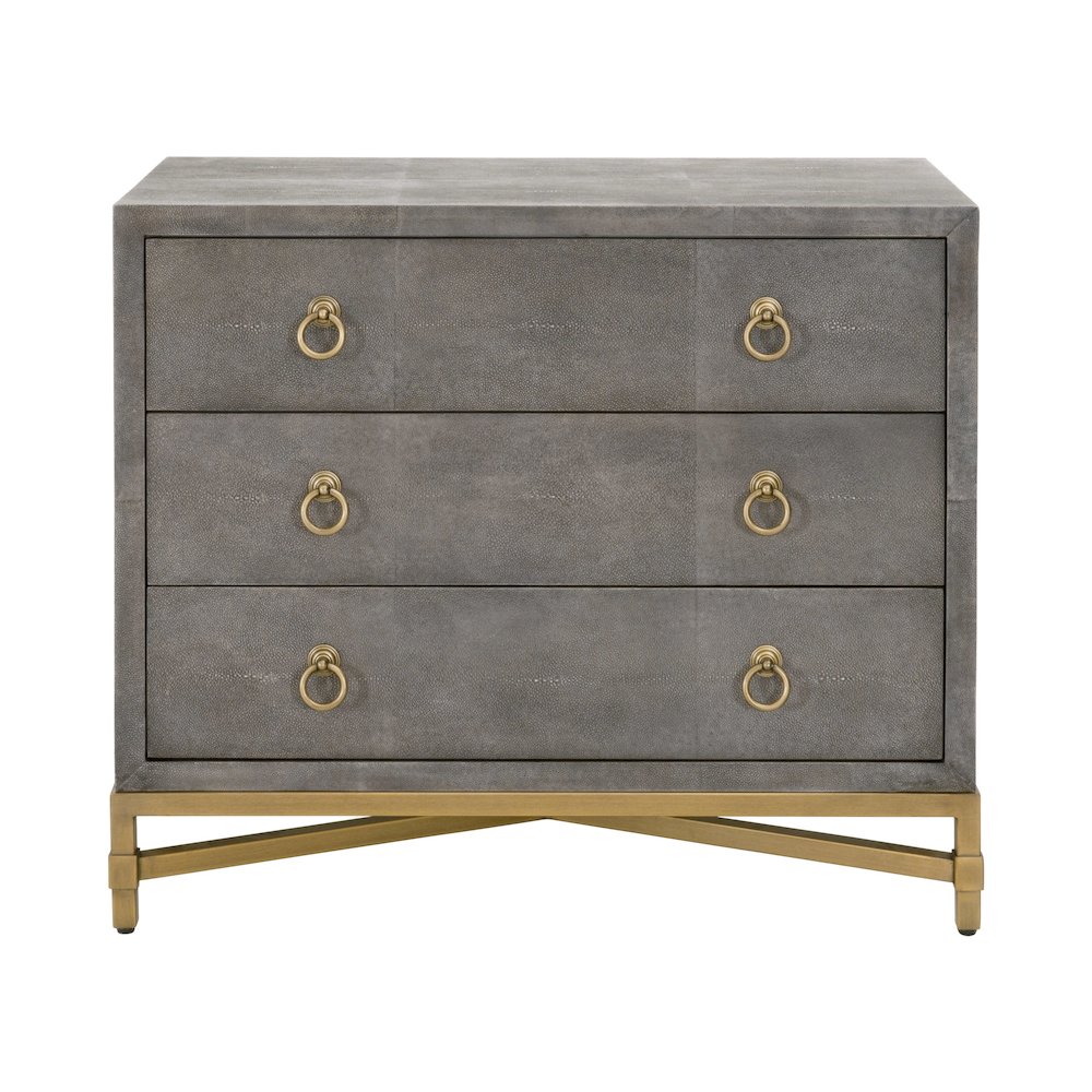 Traditions Transitional Strand Shagreen 3-Drawer Nightstand. Picture 1