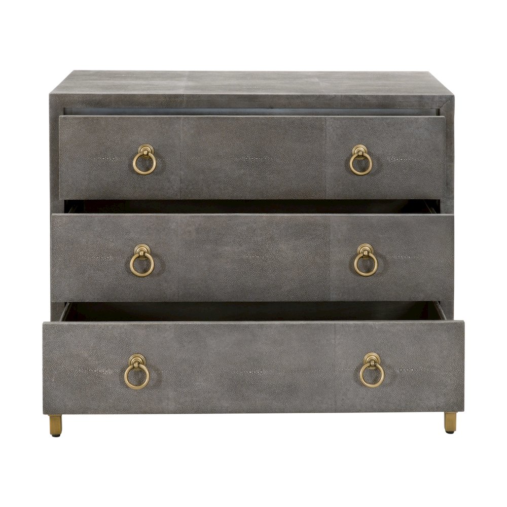 Traditions Transitional Strand Shagreen 3-Drawer Nightstand. Picture 2