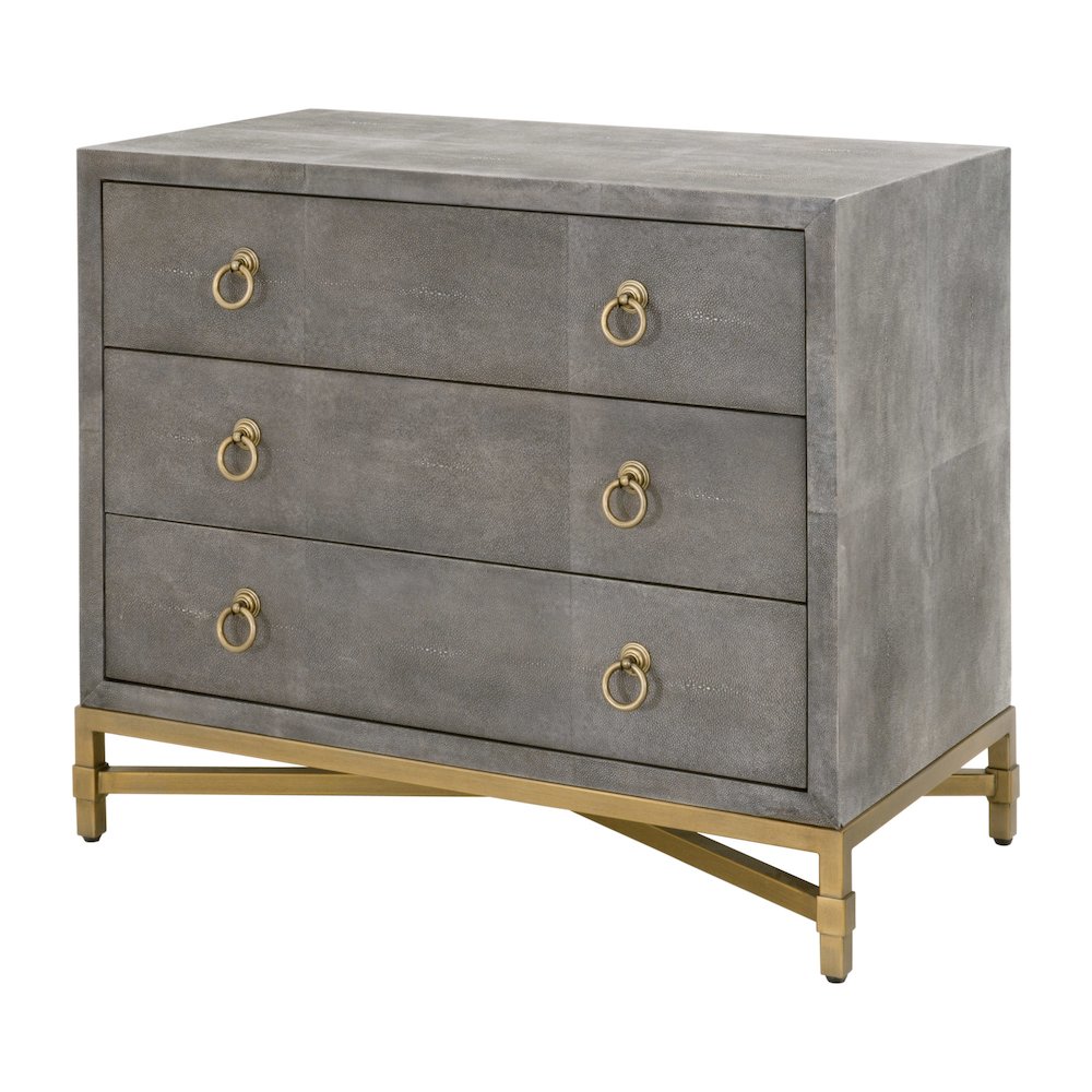 Traditions Transitional Strand Shagreen 3-Drawer Nightstand. Picture 3
