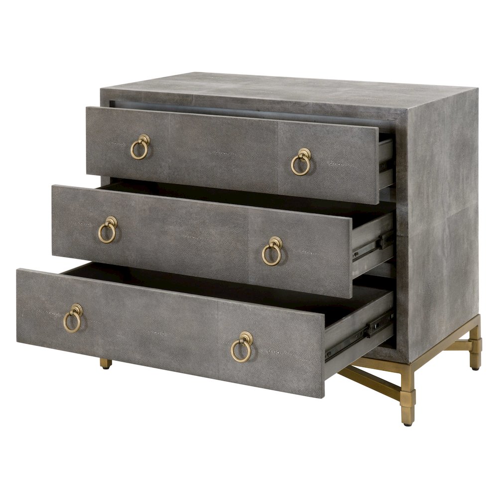 Traditions Transitional Strand Shagreen 3-Drawer Nightstand. Picture 4