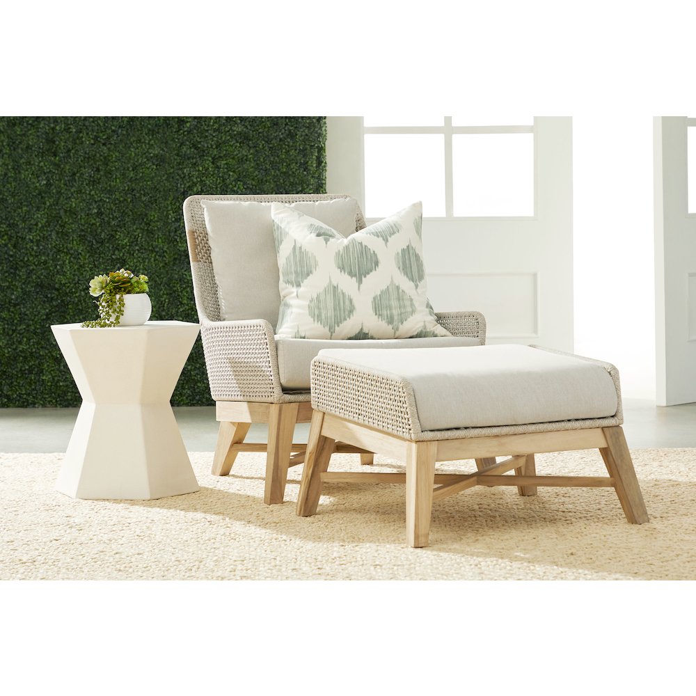 Woven - Outdoor  Transitional Tapestry Outdoor Footstool. Picture 12