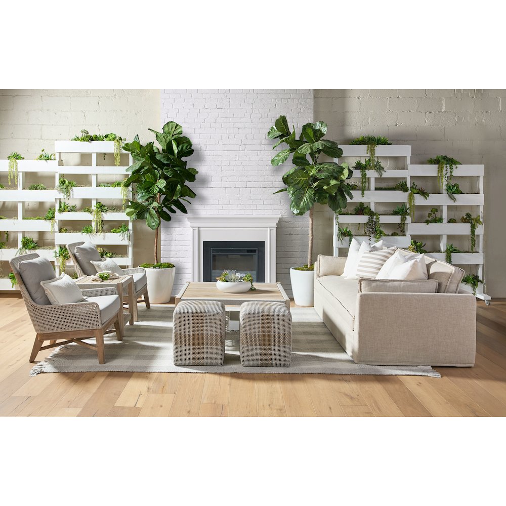 Transitional Thea Outdoor 90" Taper Arm Slipcover Sofa. Picture 14