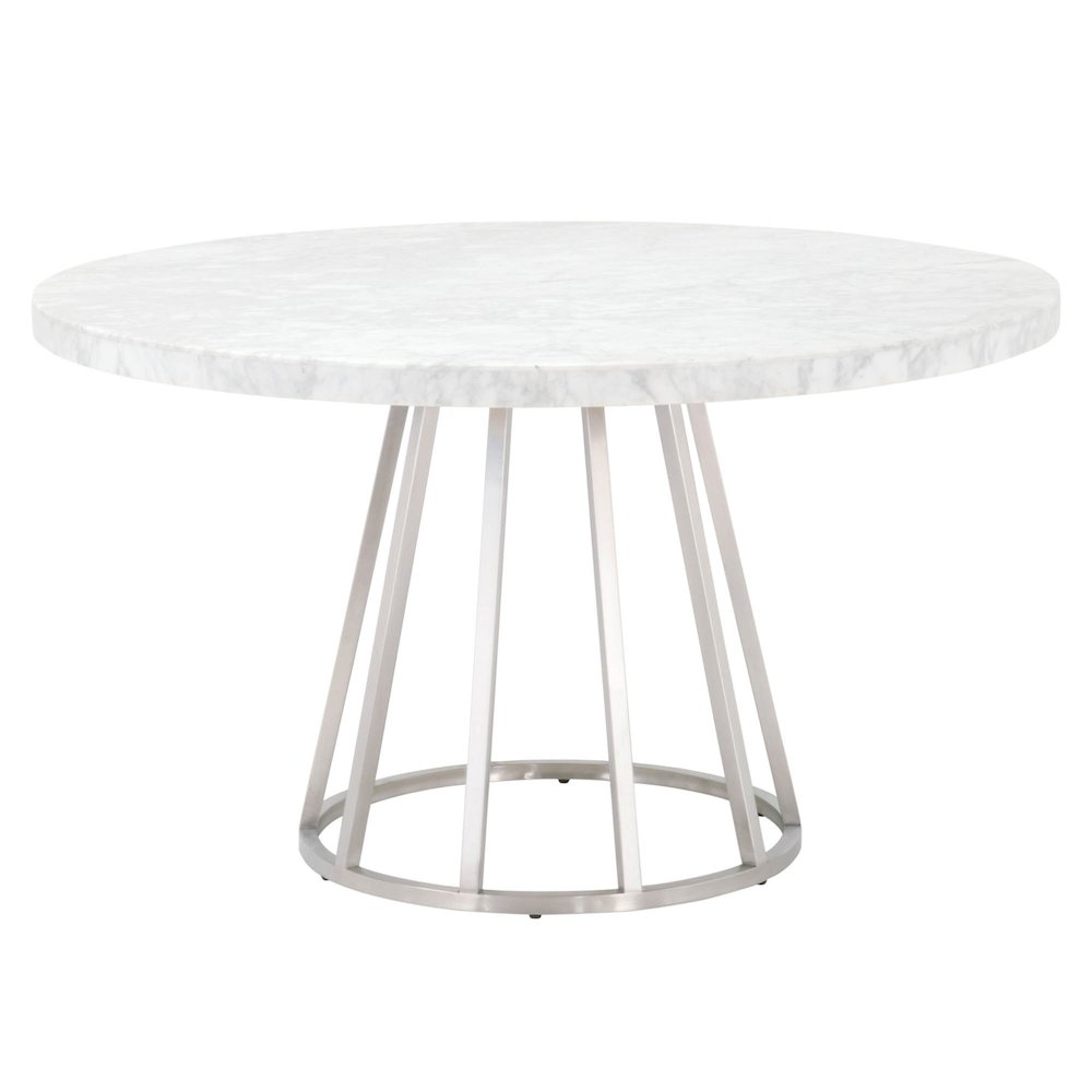 Traditions Transitional Turino 54" Round Dining Table Carrera Top. Picture 2