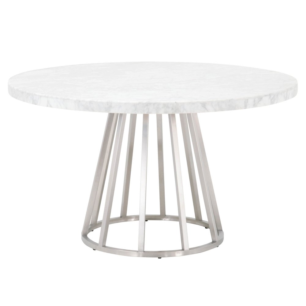 Traditions Transitional Turino 54" Round Dining Table Carrera Top. Picture 3